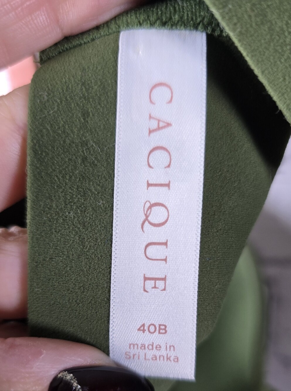 Cacique Olive Green Lightly Lined Full Coverage Bra Size 40B - Picture 5 of 7